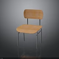 Modern Simple Wooden Chair With Light Brown Seat Backrest And Silver Metal Frame