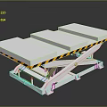 Industrial Hydraulic Scissor Lift Table With White Platform And Warning Stripes