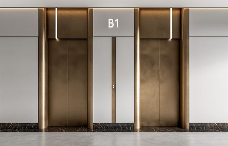 modern elevator hall 3d model