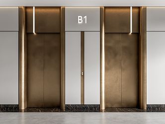 modern elevator hall 3d model