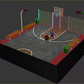 Mini Basketball Court Design With Hoop Benches Street Lamps And Trash Cans