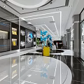 Modern Car Dealership Showroom With Luxury Black Car Reception Seating Area And Marble Floor