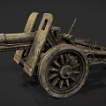 Vintage Historical Cannon Weapon With Large Wooden Wheels And Metal Structure