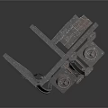 Dark Industrial Metal Mechanical Structure With Multiple Rods And Platforms