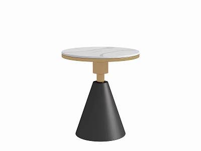 Modern Stylish Side Table With Round Marble Top And Black Cone Base 3d model