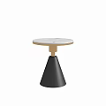 Modern Stylish Side Table With Round Marble Top And Black Cone Base 3d model