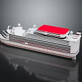 Modern Luxury Cruise Ship With White Hull Red Top Deck And Multiple Decks Design