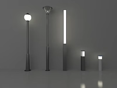Modern Outdoor Lights With Various Designs For Garden And Yard Illumination 3d model