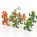 Cartoon Cacti Characters With Number Tags Hats Flowers And Flag Sign In Race Event