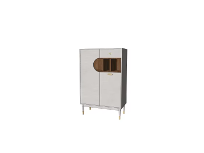 Modern Decorative Cabinet With Glass Door And Metal Legs In White And Black Design 3d model