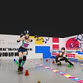 Young Athletes Engage in Junior Roller Skating Training with Cones on Indoor Court