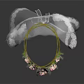 Delicate Floral Headband Adorned With Pink Flowers And White Lace Veil