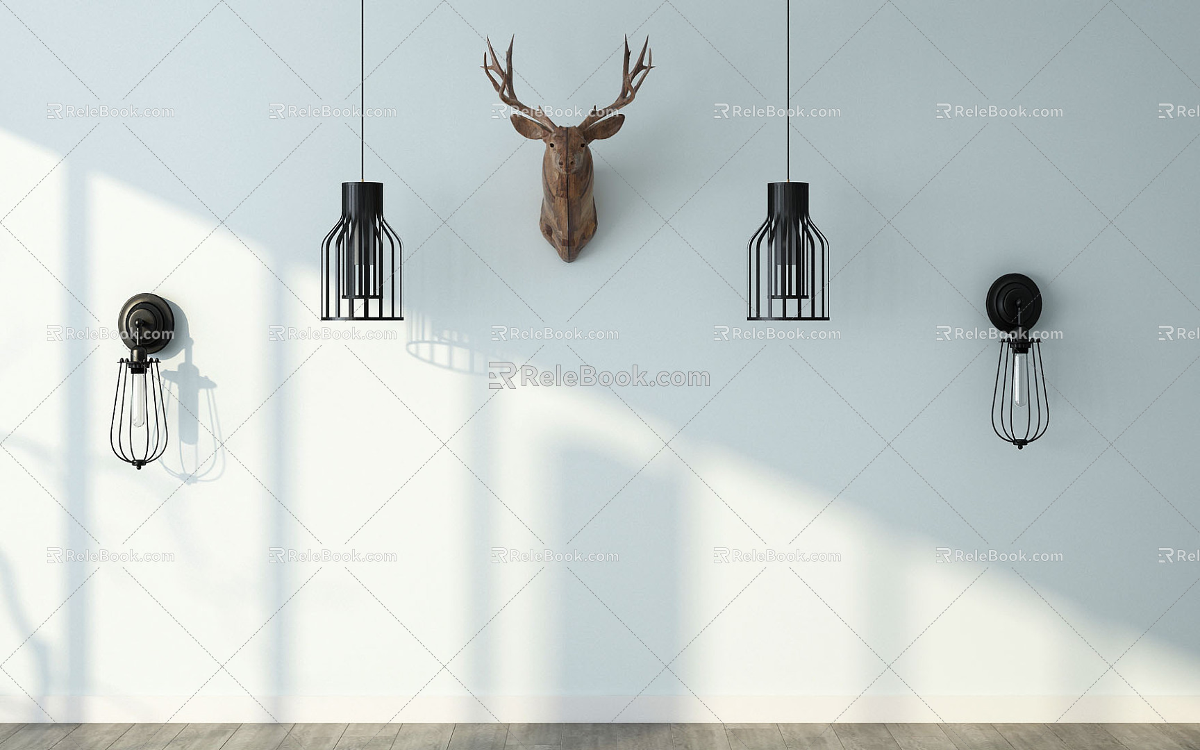 Nordic lamps and lanterns combination hanging lamp 3d model