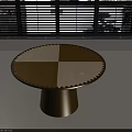 Round Dining Table With Sectioned Top Decorative Edge Cylindrical Base And Sunlight By Window 3d model
