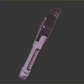 Futuristic Sci Fi Handheld Energy Weapon With Metallic Silver Black Finish And Red Activation Button