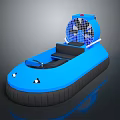 Blue Inflatable Hovercraft With Fan Seat Front Lights And Modern Design 3d model