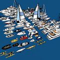 A Variety Of Yachts And Boats On The Open Sea