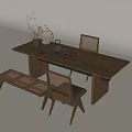Middle style dining table and chair combination 3d model