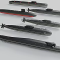 Detailed Submarine Models As Water Transport With Various Sizes And Black Red Accents