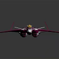 Sleek Pink And Blue Spacecraft With Yellow Cockpit And Aerodynamic Wings For Space Travel