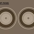 Two Decorative Gold And White Lamp Panels With Ornate Design Mounted On Gray Wall