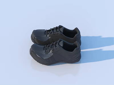 Black Stylish Lace Up Casual Shoes With Comfortable Fit For Daily Use 3d model