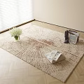 Square Beige Sunburst Texture Rug With White Flowers Magazines And Dark Cloth On Wooden Floor