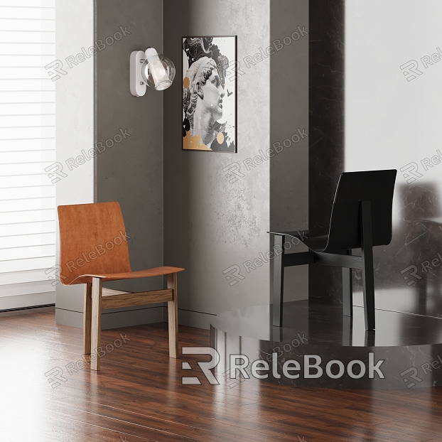 Modern Dining Chair Dining Chair Chair Wall Lamp Decorative Painting model