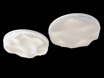 Modern White Ceiling Design Featuring Wavy Texture And Soft LED Illumination 3d model