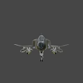 3D Model of Military Fighter Jet with Camouflage Paint and Mounted Missiles