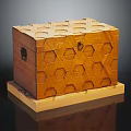 Wooden Storage Box With Hexagonal Hollowed Out Pattern And Light Base For Home Decor 3d model