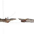Natural Stone And Wood Driftwood Pieces With Opposing Broken Ends On White Background