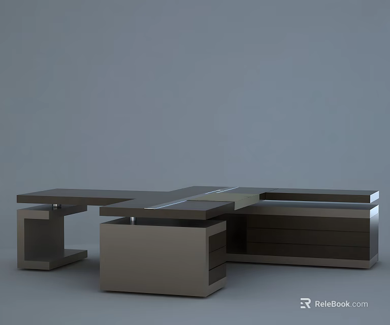 Modern Office Desk With Modular Structure Built in Drawers And Spacious Worktop 3d model
