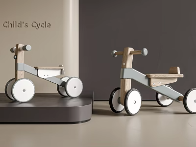 Child's Cycles With Wooden Frame Metal Accents And White Wheels Design 3d model