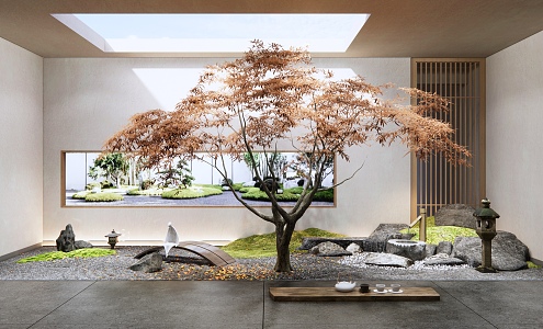 Japanese style landscape sketch courtyard landscape 3d model