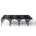Modern Black Coffee Table With Geometric Pattern Top And Arch Legs Design 3d model