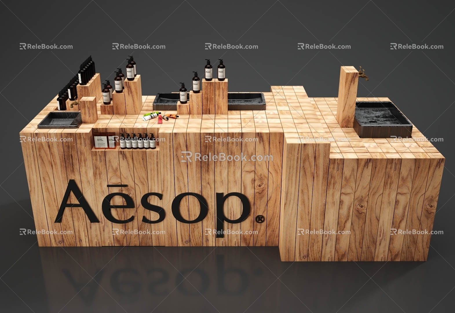 Modern Display Stand Aesop Aesop Wooden Booth Display Stand Cosmetics Display Stand Display Cabinet Washstand Front Desk Store 3d model