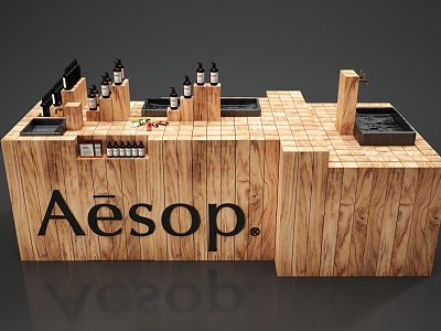 Modern Display Stand Aesop Wooden Booth Display Stand Cosmetics Display Stand Display Cabinet Washstand Front Desk Store 3d model