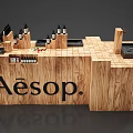 Modern Display Stand Aesop Wooden Booth Display Stand Cosmetics Display Stand Display Cabinet Washstand Front Desk Store 3d model