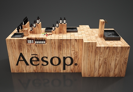 Modern Display Stand Aesop Wooden Booth Display Stand Cosmetics Display Stand Display Cabinet Washstand Front Desk Store 3d model