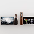 Samsung Smart TV With Wooden Surround Speakers And Clear Display Screen