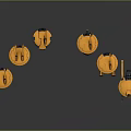 Small Wooden Spinning Tops With Colorful Bases On Black Reflective Surface