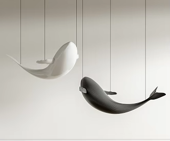 Modern Chandelier Whale Carving 3d model