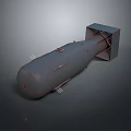 3D Model Of Military Bomb With Cylindrical Dark Gray Metal Body And Square Tail
