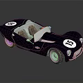 Dark Blue Vintage Race Car With Number 15 Union Jack Emblem And Brown Seats