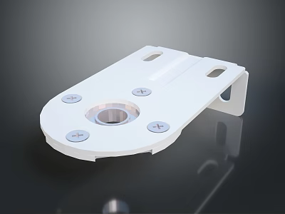 Durable White Hardware Tool Mounting Bracket with Screw Holes and Central Hole 3d model