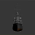 Naval Warship Gray Hull Orange Bottom Mast Chimney And Deck Features
