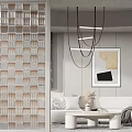 Various Modern Room Partition Designs With Geometric Patterns And Living Room Elements 3d model