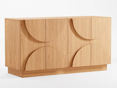 Modern Oak Cabinet With Curved Patterns And Sleek Wooden Design Elements 3d model