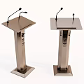 Functional Metallic Podium with Microphone and Control Panel in Modern Design 3d model